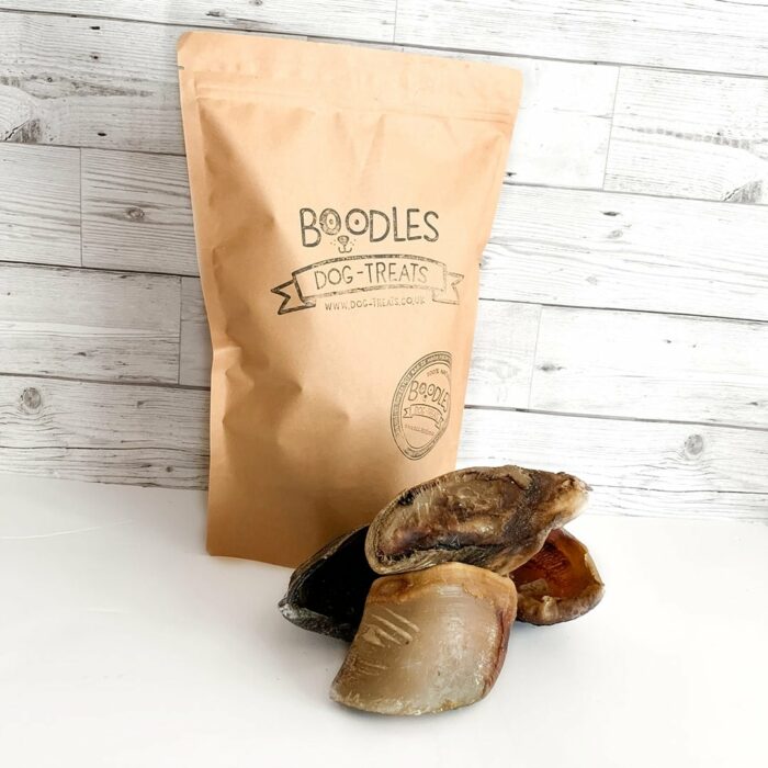 Boodles cow hoof dog chews made with 100% natural ingredients