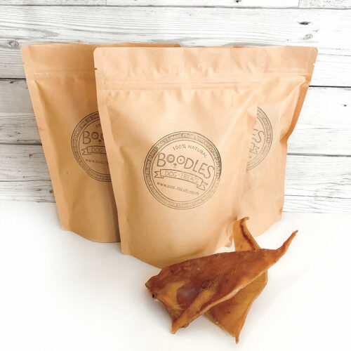 Boodles 100% natural large pigs ear dog treats taster pouch