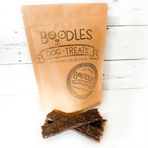 boodles dog treats - 100% natural ingredients - packaged in a small environmentally friendly pouch